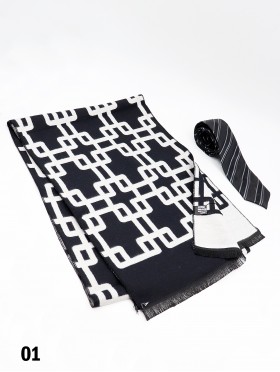 Reversible Maze Print Cashmere Feeling Scarf